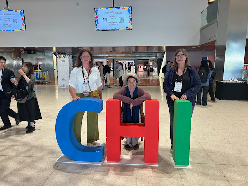 Katherine, MJ, and Linda at CHI '26 at Barcelona
